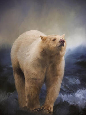 Vertical Landscapes Phil Koch Royalty Free Images - Spirit Bear - Kermode Bear Art Royalty-Free Image by Jordan Blackstone