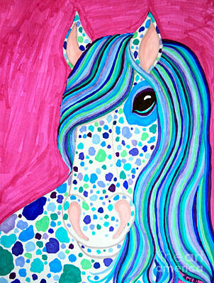 Mammals Drawings - Spotted Horse by Nick Gustafson