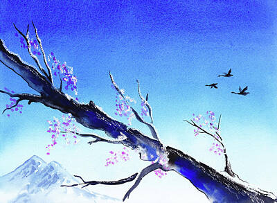Abstract Ink Paintings - Spring In The Mountains by Irina Sztukowski
