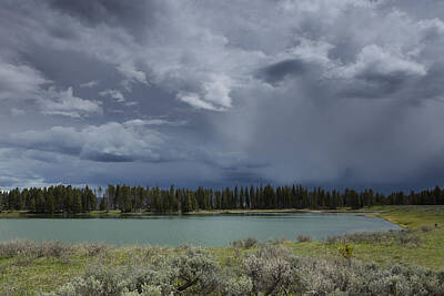 Farm Life Paintings Rob Moline - Spring Thunderstorm at Yellowstone by David Watkins