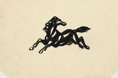 Animal Watercolors Juan Bosco - Springend paard met het hoofd naar achteren gedraaid by Leo Gestel