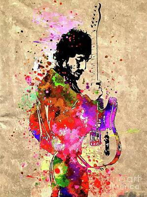 Musician Mixed Media Rights Managed Images - Springsteen Colored Grunge Royalty-Free Image by Daniel Janda
