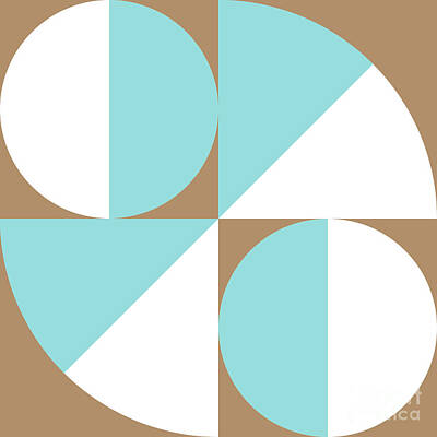 Recently Sold - Abstract Digital Art - Squared Circle Quadrants - Iced Coffee - Limpet Shell - White by Jason Freedman