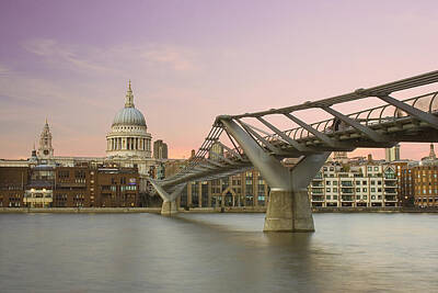 London Skyline Royalty-Free and Rights-Managed Images - St Pauls Cathedral At Dusk by David Henderson