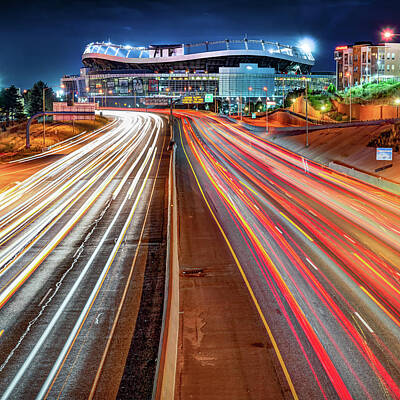 Football Photos - Stadium at Mile High - Denver Colorado - Square Format by Gregory Ballos