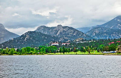 Vintage Jaquar - Stanley Hotel from Lake Estes by Robert Meyers-Lussier