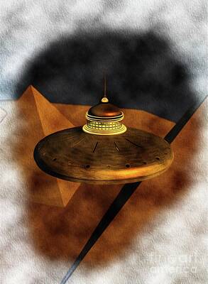 Steampunk Royalty-Free and Rights-Managed Images - Steampunk UFO in Ancient Egypt by Esoterica Art Agency