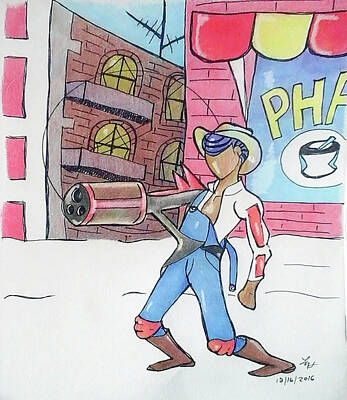 Steampunk Drawings - Steampunked Hillbilly by Loretta Nash