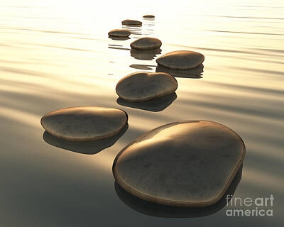 Best Sellers - Abstract Landscape Digital Art Rights Managed Images - Step Stones Royalty-Free Image by Markus Gann