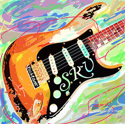 Musician Paintings - Stevie Ray Vaughan Stratocaster by David Lloyd Glover