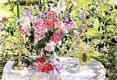 Still Life Paintings - Still Life In The Artists Garden by David Lloyd Glover