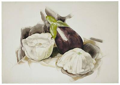 Abstract Landscape Paintings - Still Life with Eggplant and Summer Squash by Charles Demuth by Charles Demuth