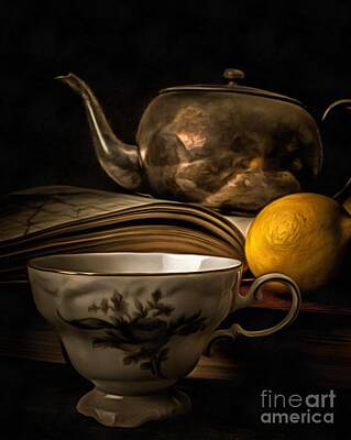 Still Life Royalty-Free and Rights-Managed Images - Still Life with Tea Cup by Edward Fielding