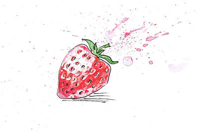 Food And Beverage Paintings - Strawberry by Masha Batkova
