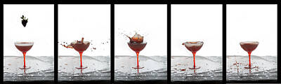 Wine Royalty-Free and Rights-Managed Images - Strawberry wine drop by Dan Friend
