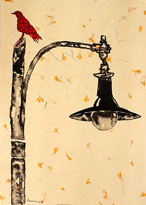 Negative Space Rights Managed Images - Street Light With Bird Royalty-Free Image by Santhosh Ch