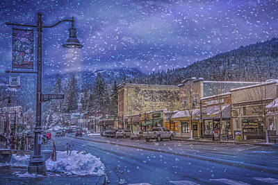 Recently Sold - Mountain Digital Art - Streetlamp Snowfall by Joy McAdams