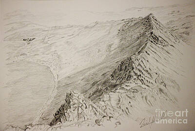 Mountain Drawings - Striding Edge by Neil Hindle