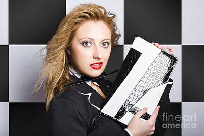 Jackie Kennedy - Stylish beautiful blonde woman holding handbag by Jorgo Photography