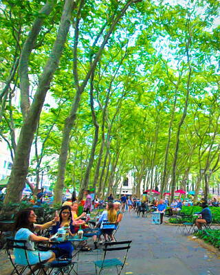 City Scenes Mixed Media Rights Managed Images - Summer In Bryant Park Royalty-Free Image by Susan Lafleur