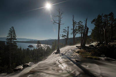 Funny Kitchen Art - Sun and waterfall at Lake Tahoe by Dan Friend