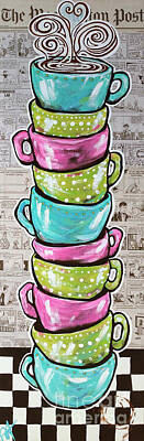 Comics Paintings - Sundays Cup A Joe Pink Coffee Mugs Newspaper Comics Washington Post Jackie Carpenter  by Jackie Carpenter