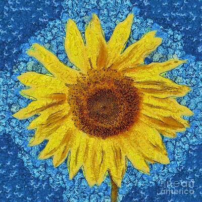 Sunflowers Digital Art Rights Managed Images - Sunflower Design Royalty-Free Image by Edward Fielding