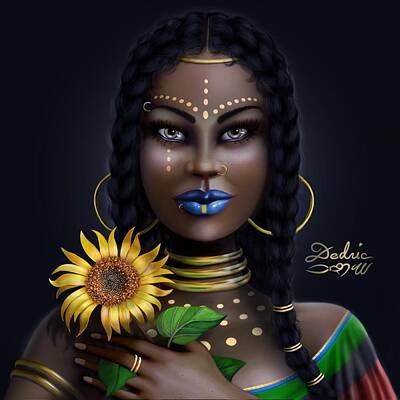 Best Sellers - Sunflowers Digital Art - Sunflower Goddess  by Dedric Artlove W