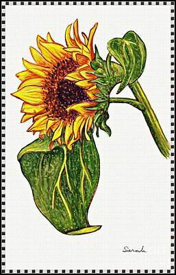 Sunflowers Paintings - Sunflower in Gouache by Sarah Loft