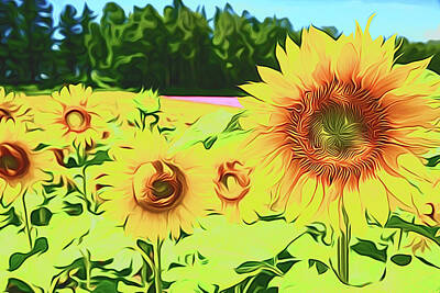 Sunflowers Mixed Media - Sunflower by VRL Arts
