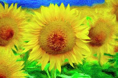Sunflowers Paintings - Sunflower Posing by Jeffrey Kolker