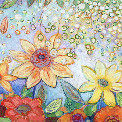 Sunflowers Paintings - Sunflower Tropics Part 2 by Jennifer Lommers
