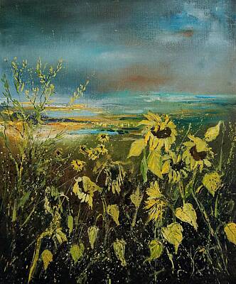 Sunflowers Paintings - Sunflowers 562315 by Pol Ledent