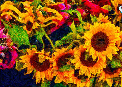 Sunflowers Digital Art - Sunflowers by Jean-Marc Lacombe