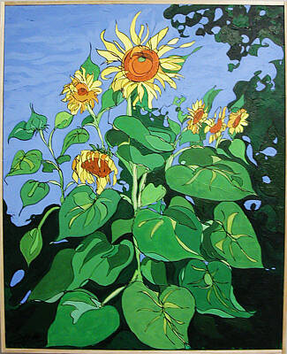 Sunflowers Paintings - Sunflowers by John Gibbs