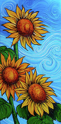 Sunflowers Paintings - Sunflowers by Juan Alcantara