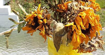 Interior Designers Rights Managed Images - Sunflowers Linger On The Table Royalty-Free Image by GJ Glorijean