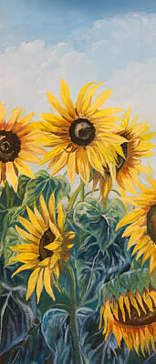 Sunflowers Paintings - Sunflowers part 2 by Jana Goode