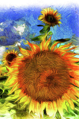 Impressionism Photos - Sunflowers Van Gogh Art by David Pyatt