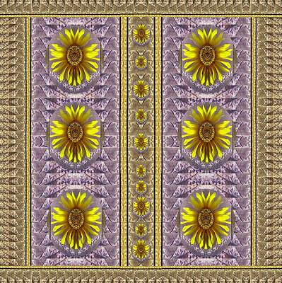 Abstract Landscape Mixed Media - Sunflowers vintage lace in joy and harmonizing by Pepita Selles