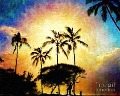 Impressionism Royalty-Free and Rights-Managed Images - Sunlight In The Palm Trees by Jerome Stumphauzer