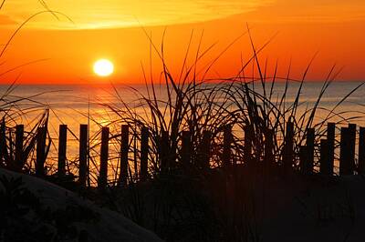 Vintage State Flags - Sunrise in Ortley Beach Nj by Bob Cuthbert