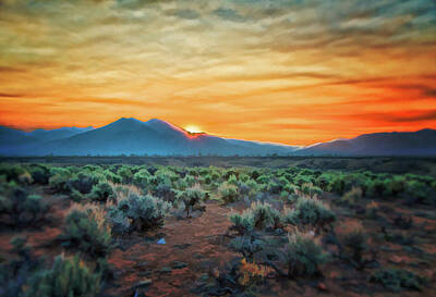 Charles-muhle Digital Art - Sunrise over Taos II by Charles Muhle