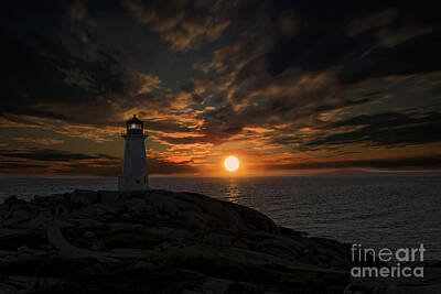 Prescription Medicine - Sunset behind lighthouse at Peggys Cove Nova Scotia by Dan Friend
