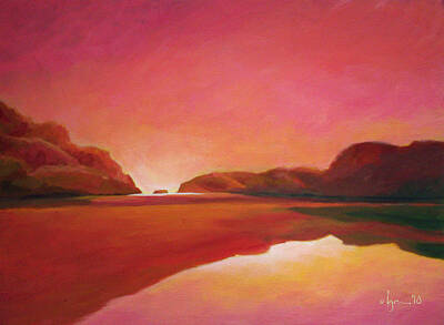 Sheep - Sunset Estuary by Angela Treat Lyon