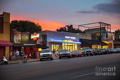 Its A Piece Of Cake - Sunset falls on South Congress Avenue, a popular shopping and live music district in downtown Austin, Texas by Dan Herron