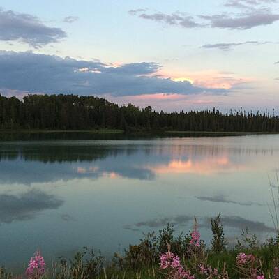 Southwest Landscape Paintings - Sunset Lac Paradis by Judy Dimentberg