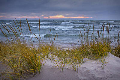 Randall Nyhof Royalty-Free and Rights-Managed Images - Sunset Photograph of a Dune with Beach Grass by Randall Nyhof