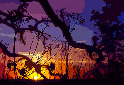 Surrealism Digital Art - Sunset Silhouette by Stephen Anderson