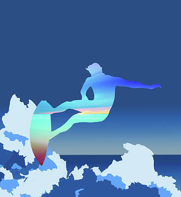 Beach Digital Art - Surfer 3 by Bekim M
